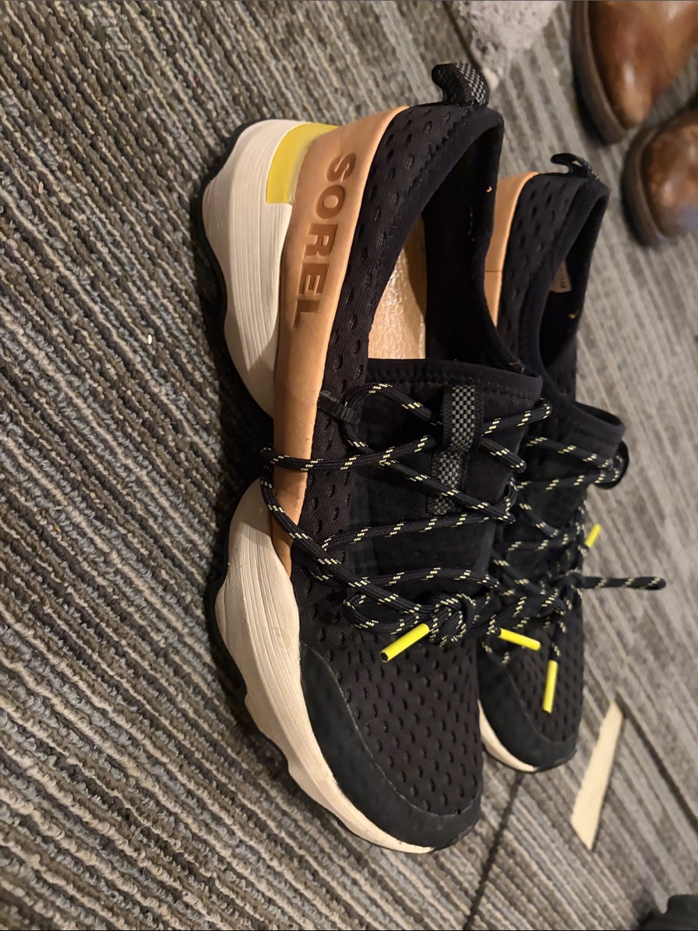 Sorel Women's Black Sneakers with Tan & Yellow Accents